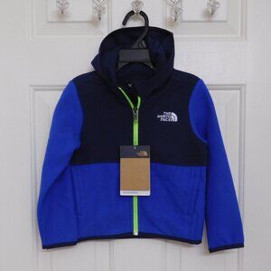 NWT The North Face Blue Navy Hooded Fleece Zip Coat sz 3 3t